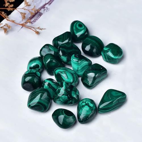 Erliway Malachite Healing Crystal Stones, 1.25-2.0" Large Reiki Healing Gemstones Natural Tumbled Polished Stones for Energy Witchcraft Therapy Meditation