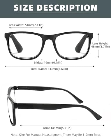 Blue Light Blocking Reading Glasses Men Large Wide Oversized Square Computer Readers Glasses for Big Head/Large Face