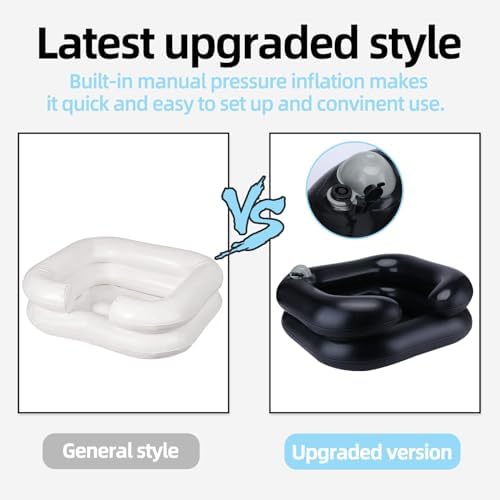Upgraded Inflatable Hair Washing Basin with Built-in Manual Pressure Inflation, Portable Shampoo Bowl Sink for Hair Washing Station & Elderly, Disabled, Bedridden