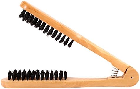 Hair Straightening Comb Brush, Double Sided Hair Brush Wooden Anti Static Straightening Comb Professional Hairdressing Comb Hair Straightener Clamp Hair Styling Tool for DI