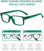 Eyekepper Vintage Reading Glasses for Men - 3 Pairs Black and 2 Pairs Green - Spring Hinges Classic Readers +2.00