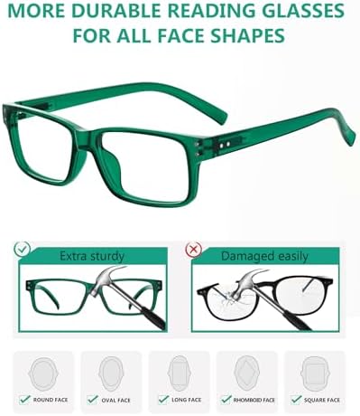 Eyekepper Vintage Reading Glasses for Men - 5 Pack Spring Hinges Classic Readers
