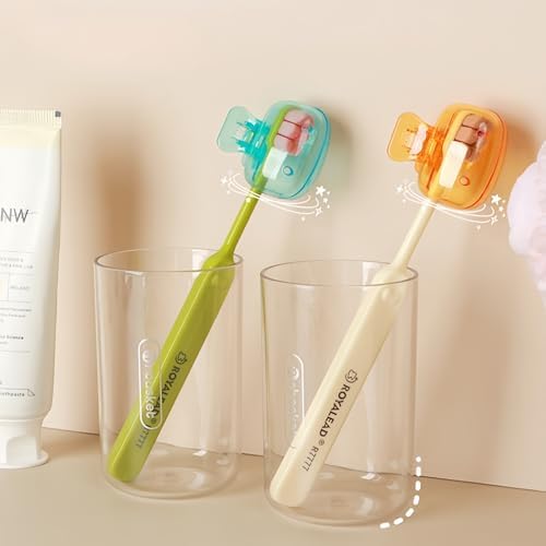 Travel Toothbrush Head Cover Cap - 4Pcs Manual & Electric Toothbrush Protector Tooth Brush Pod Case Protective Plastic Clip on Bathroom Essential Cool Stuff for Household, Home School Camping Business