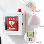 4PCS AED Sign Stickers, Waterproof Durable Automated External Defibrillator Inside Label with Arrows, Emergency AED Accessories for Wall Cabinet, Home & Box（Red）