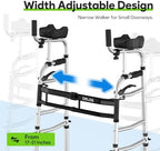 Delog Folding Walker for Senior - Platform Walker with 5’’ Wheels and Removable Padded Armrests 350lbs, Lightweight Walking Mobility Aid, Standard Walker for Elderly (Black)