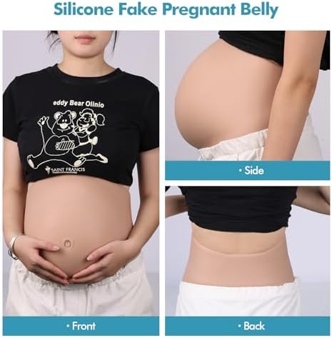 Fake Pregnant Belly Silicone Artificial Baby Bump False Pregnancy Belly Costumes Film Props Party Cosplay (M 2-4 Months, Ivory)