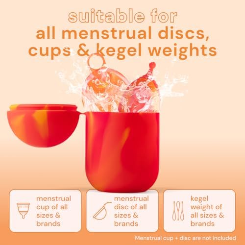 Bodyotics Comfycase - Menstrual Disc/Cup Wash - Orange & Red - Sterilizer, Wash and Carry Case for Resuable Discs and Cups