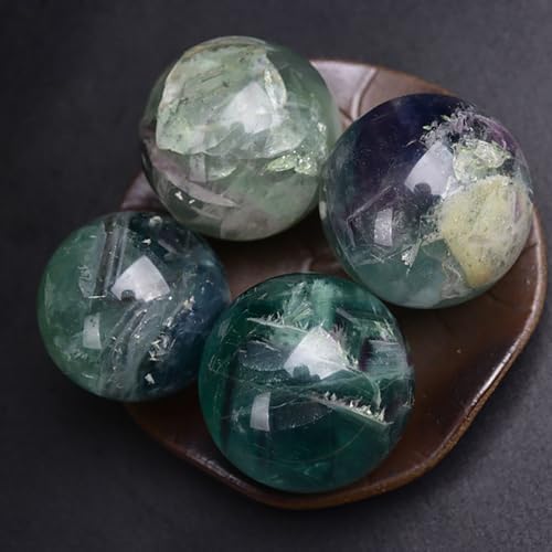 4-5CM/1.58-1.97inch Natural Fluorite Crystal Ball Hand Polished Fluorite Sphere Decorative Sphere Healing Crystals Ball Healing Stone Crafts Home Decor Ornament Gifts(40-50mm, Fluorite)