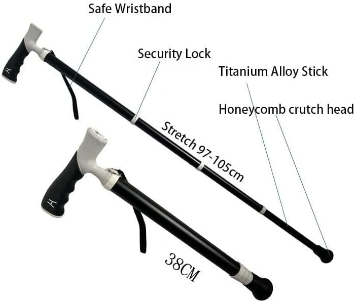 New Alloy Telescopic Walking Stick for Outdoor Hiking Portable and Non Slip Hiking Cane Sturdy and Durable Elderly Crutch, Adjustable Hiking Pole for Men and Women