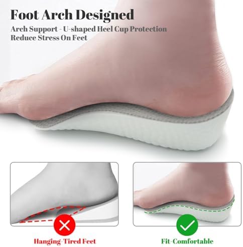 Height Increase Insoles for Men and Women, Foot Arch Contour Shoes Lifts for Men Orthopedic Heel Lift Cushion Gel Leg Discrepancy Balancer (Grey,3 Pairs - 1.5cm 2.5cm 3.5cm) (Grey)