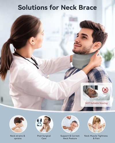 Neck Brace Cervical Collar - Neck Support Brace for Sleeping, Soft Foam Wraps Keep Vertebrae Stable and Aligned for Relief of Cervical Spine Pressure Gray Small(10.6-12.6 Inch)