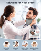 Neck Brace Cervical Collar - Neck Support Brace for Sleeping, Soft Foam Wraps Keep Vertebrae Stable and Aligned for Relief of Cervical Spine Pressure Gray Small(10.6-12.6 Inch)