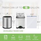 15 Gallon 120 Counts Strong Drawstring Trash Bags Garbage Bags by Teivio, Bathroom Trash Can Bin Liners, Plastic Bags for home office kitchen, White