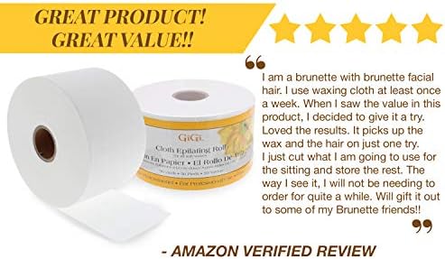 Gigi Non Woven Cloth Epilating Roll for Hair Removal, Facial Waxing Strip Roll for Soft Waxes, 50 Yards