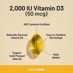 NatureWise Vitamin D3 2000iu (50 mcg) 90-Day Supply for Immune Support, Healthy Muscle Function, and Bone Health - Non-GMO, Gluten Free in Organic Extra Virgin Olive Oil, (Mini Softgel), 90 Count