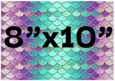 Mermaid Scale Pattern Edible Cake Topper Wrap, 8x10 inches, Purple and Turquoise, Icing Sheet