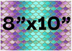 Mermaid Scale Pattern Edible Cake Topper Wrap, 8x10 inches, Purple and Turquoise, Icing Sheet