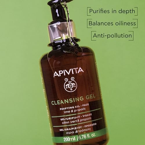 APIVITA Cleansing Gel | Purifying & Oil-Balancing Gel for Face with Lime & Propolis, 200 mL / 6.67 oz