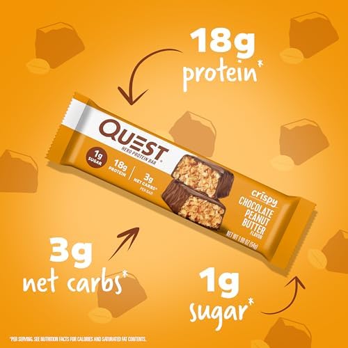 Quest Nutrition Crispy Chocolate Peanut Butter Hero Protein Bar 18g Protein 12 Count and Frosted Cookies Twin Pack Birthday Cake 1g Sugar 16 Cookies