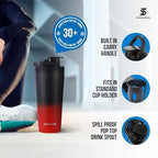 Ice Shaker Insulated Stainless Steel Shaker Bottle | 26oz, Red/black | Cold for 30+ Hours | Insulated Cup with Twist-on Agitator | Odor-Free Bottle for Protein Shakes, Water, Smoothies, Cocktails