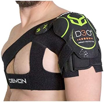 Demon United X D3O Shoulder Stability Brace with D3O Impact Protection- Neoprene Shoulder Support w/ D3O for Rotator Cuff, Labrum Tear, AC Joint Pain, Shoulder Compression Sleeve (Small/Medium)