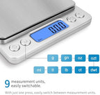 Digital Gram Scale 500g 0.01g Food Scale High Precision Kitchen Scale Multifunctional Stainless Steel Pocket Scale with Back-Lit LCD Display Tare PCS Features Silver