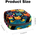 Sanitary Napkin Storage Bag, Zipper Period Pouch for Teen Girls Women, Portable Menstrual Tampons Collect Bags Cat Pattern