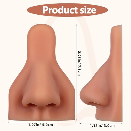 minkissy Silicone Nose Model, Soft Fake Nose Body Part for Piercing Practice & Jewelry Display, 3D Human Organ Mannequin for Tattooing and Acupuncture Teaching