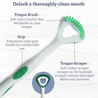 GuruNanda Dual Action Tongue Scraper (1 Pack), 2-in-1 Tongue Scraper & Soft Bristled Brush, Deep Cleans & Fights Bad Breath - Color Varies