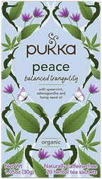 Pukka Peace Organic Tea Bags, Herbal Tea with Spearmint, Ashwagandha, and Hemp Seed Oil, Perfect for Balanced Tranquility, Caffeine Free, 80 Total Tea Bags (20ct - Pack of 4)