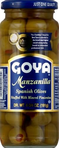 Goya Manzanilla Spanish Stuffed With Minced Pimientos, Olive, 6.75 Ounce