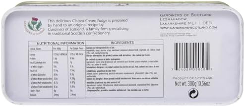Gardiners of Scotland Handmade Fudge, City of London Clotted Cream Fudge 10.6 Ounce Square Tin