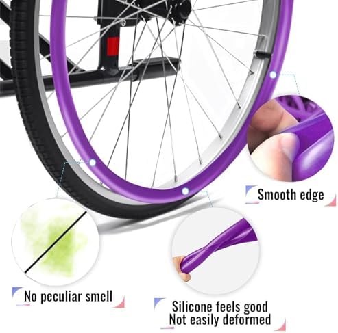 Silicone Wheelchair Push Rim Covers, 20/22/24inch 1 Pair Wheelchair Rear Wheel Push Ring Protective Cover, Non-slip Wear-Resistant Hand Push Cover, Cover for Improve Grip and Traction(Black,24in)