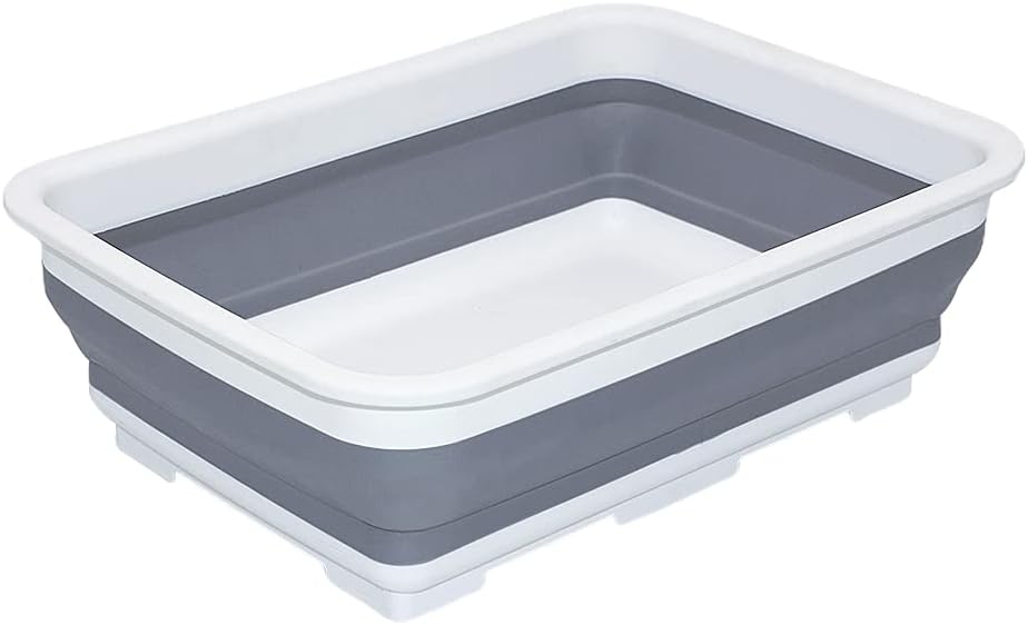 Goderewild Collapsible Dish Pans – 10L (2.6 Gal) Foldable Sink Tub, 14.5'' x 10.5'' x 5", Compact and Space-Saving Multiuse Foldable Basin for Dish Washing, Camping, RV and Vegetable Cleaning