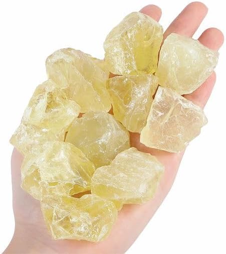 YATOJUZI Citrine Bulk Natural Healing Crystals Raw Rough Stones Sets for Cabbing Tumbling Cutting Lapidary Polishing Reiki Crystal Healing Wire Wrapping Decoration Gemstone 0.45lb