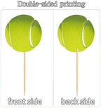 Ercadio 24 Pack Double Sided Tennis Cupcake Toppers Sports Ball Cupcake Picks Tennis Theme Birthday Cake Decorations for Baby Shower Kids Birthday Party Cake Decorations Supplies