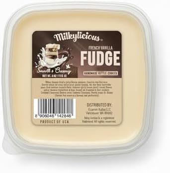 Milkylicious Old Fashioned Handmade Smooth Creamy Fudge - Vanilla (1/4 Pound) | Kettle Cooked & Individually Wrapped in USA in Small Batches for a Rich Delicious Taste