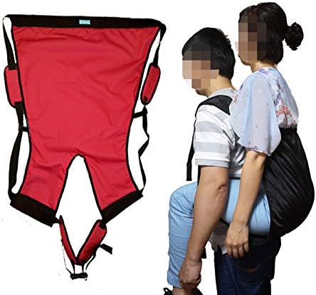 Double Layer Patient Lift Sling Carrier One-Person Transferring Belt for Carrying Up and Down Stairs to Bed,Wheelchair,Chair,Car,Vehicle for Elderly,Handicapped,Disabled,Bedridden (Red, Large)