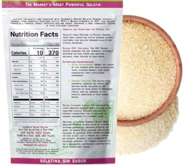 Premium Unflavored 300° Bloom Beef Gelatin Powder 8oz (226g) | Thickening Agent | Grenetina en Polvo Sin Sabor | Swiftly Solidifies, Stabilizes, and Enhances for Culinary & Baking Endeavors. IMPORTED FROM MEXICO (4oz)