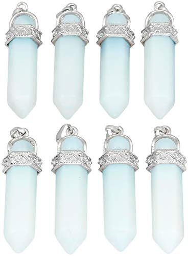 TUMBEELLUWA 2 PCS Healing Crystal Point Pendant Necklaces for Unisex Hexagonal Prism Stone Pendants with Chain