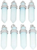 TUMBEELLUWA 2 PCS Healing Crystal Point Pendant Necklaces for Unisex Hexagonal Prism Stone Pendants with Chain