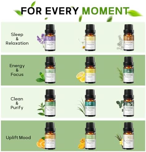 Essential Oils for Diffusers for Home –12 x 10ml Water Soluble Aromatherapy Oils with Wood Box, Natural Scented Oils for Home, Spa, Car & Gifts - Lavender, Peppermint, Sweet Orange, Tea Tree & More