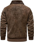 HOOD CREW Men’s Faux Fur Flight Bomber Jacket Vintage Winter Coats Fleece Lined Leather Jackets