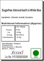 Ghasitaram Gifts Indian Sweets - Diwali Gifts Sugarfree Sweets - Sugarfree Almond Barfi in White box