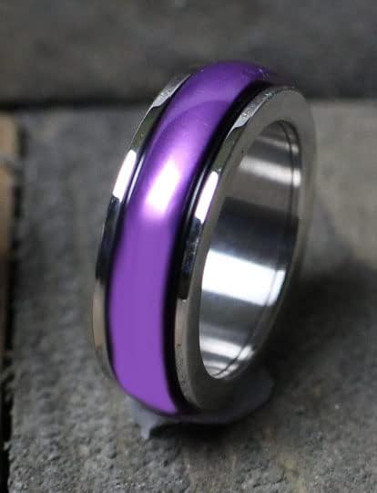 Purple Spinner Ring for Anxiety Fidgeting Fun Boredom Test Anxiety Ring for Relieving Stress Smooth spin with our patent pending design hypoallergenic Size 12.5 by Serenity Ring