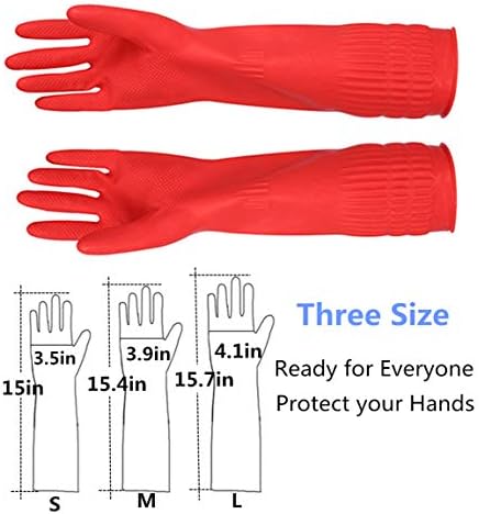 Rubber Cleaning Gloves Kitchen Dishwashing Glove 2-Pairs And Cleaning Cloth 2-Pack,Waterproof Reuseable.(Medium)