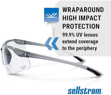 Sellstrom XM340RX Safety Glasses with Readers - Wraparound Bifocal Eyeglasses for Men/Women - ANSI Z87.1