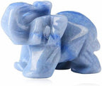 YATOJUZI 2" Blue Aventurine Elephant Decor Crystal Cute Polished Natural Stone HandCarved Big Sculpture Statue Figurines Gemstone Energy Hippie Home Room Office Desk Decoration Gifts for Women Men