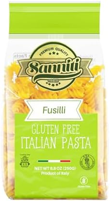 Sanniti Italian Gluten Free European-Kosher Vegan GMO-Free Pasta Made with Corn and Rice imported from Italy, 8.8 oz (Pack of 2) (Fusilli)
