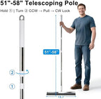 19.7'' Large Floor Squeegee for Concrete Floor with 51''-58'' Telescoping Stainless Steel Handle, Squeegee Broom for Removing Water on Tile, Epoxy, Garage, Driveway, Patio
